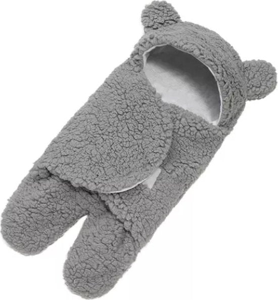 BonBini's® Teddy wikkeldeken Grijs - inbakerdoek 0-2 maanden