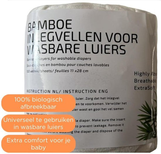 BonBini's®  boosters bamboe inleggers  1 rol - 100 inlegvellen