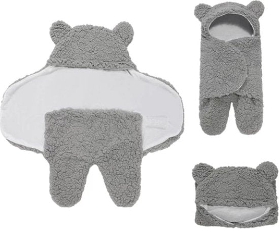 BonBini's® Teddy wikkeldeken Grijs - inbakerdoek 0-2 maanden