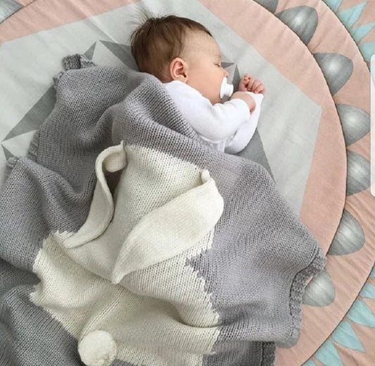 BonBini's® wiegdeken - luxe babydeken Konijn - Antraciet -  75x105 cm